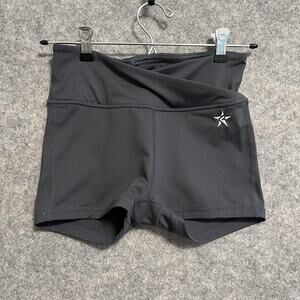Rebel Athletic Shorts Youth Large Gray Stretch Knit Cheer Dance Activewear
